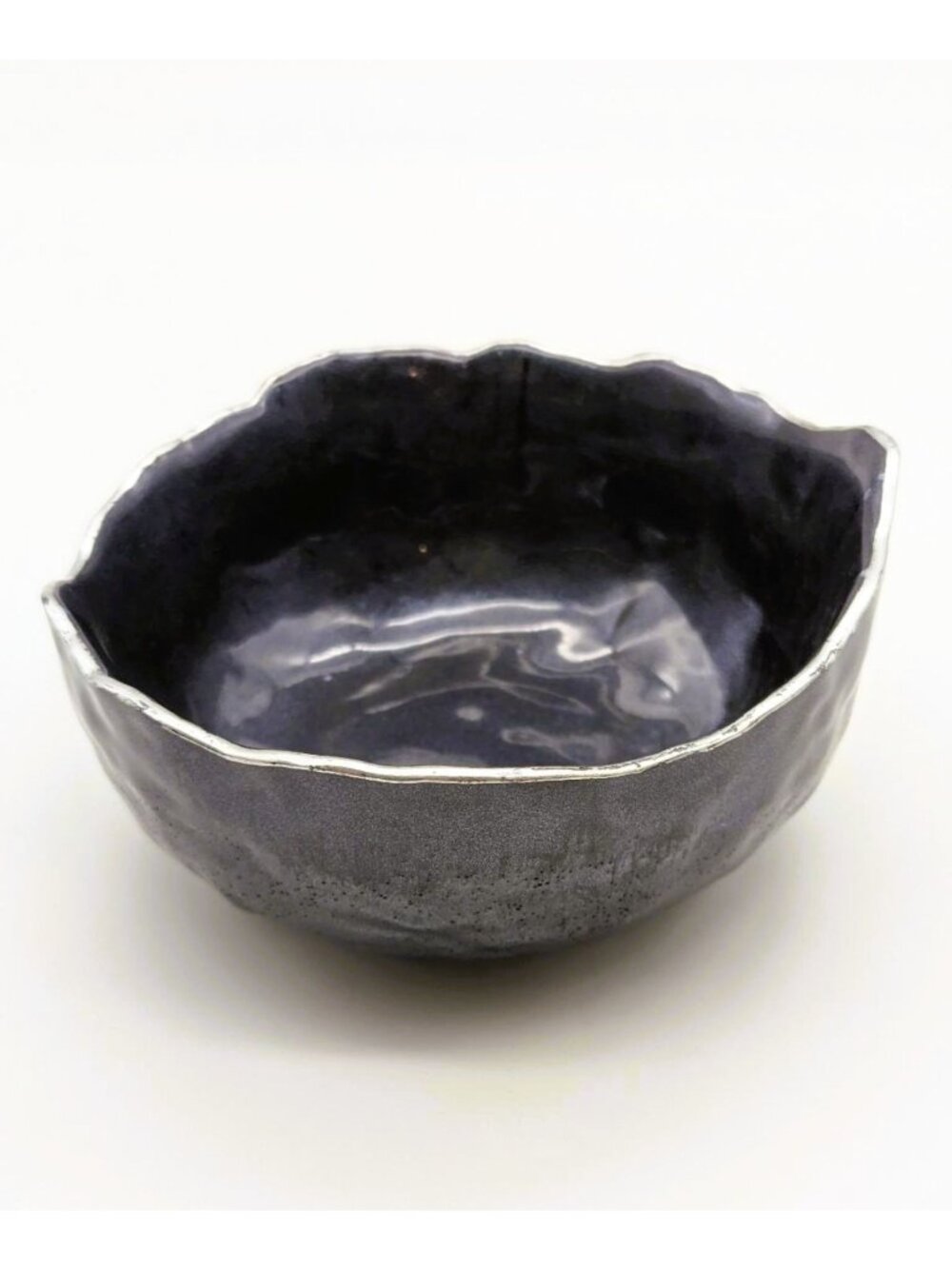Handmade Navy Blue Resin Bowl With Irregular Edge – 5 Inch Diameter